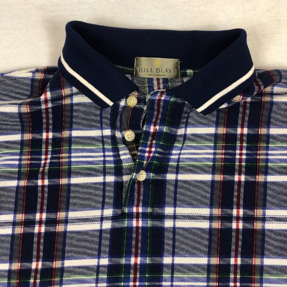 *VINTAGE* 90's Plaid Bill Blass Polo Shirt -XL - Picture 3 of 5